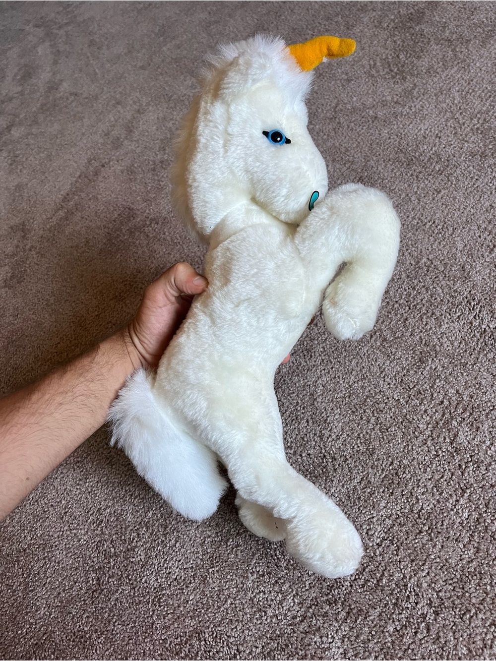 VTG 80’s Mighty Star White Unicorn Plush Toy - Picture 3 of 4